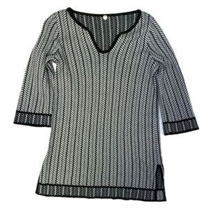 MARGARET O'LEARY $198 intarsia tunic sweater XS